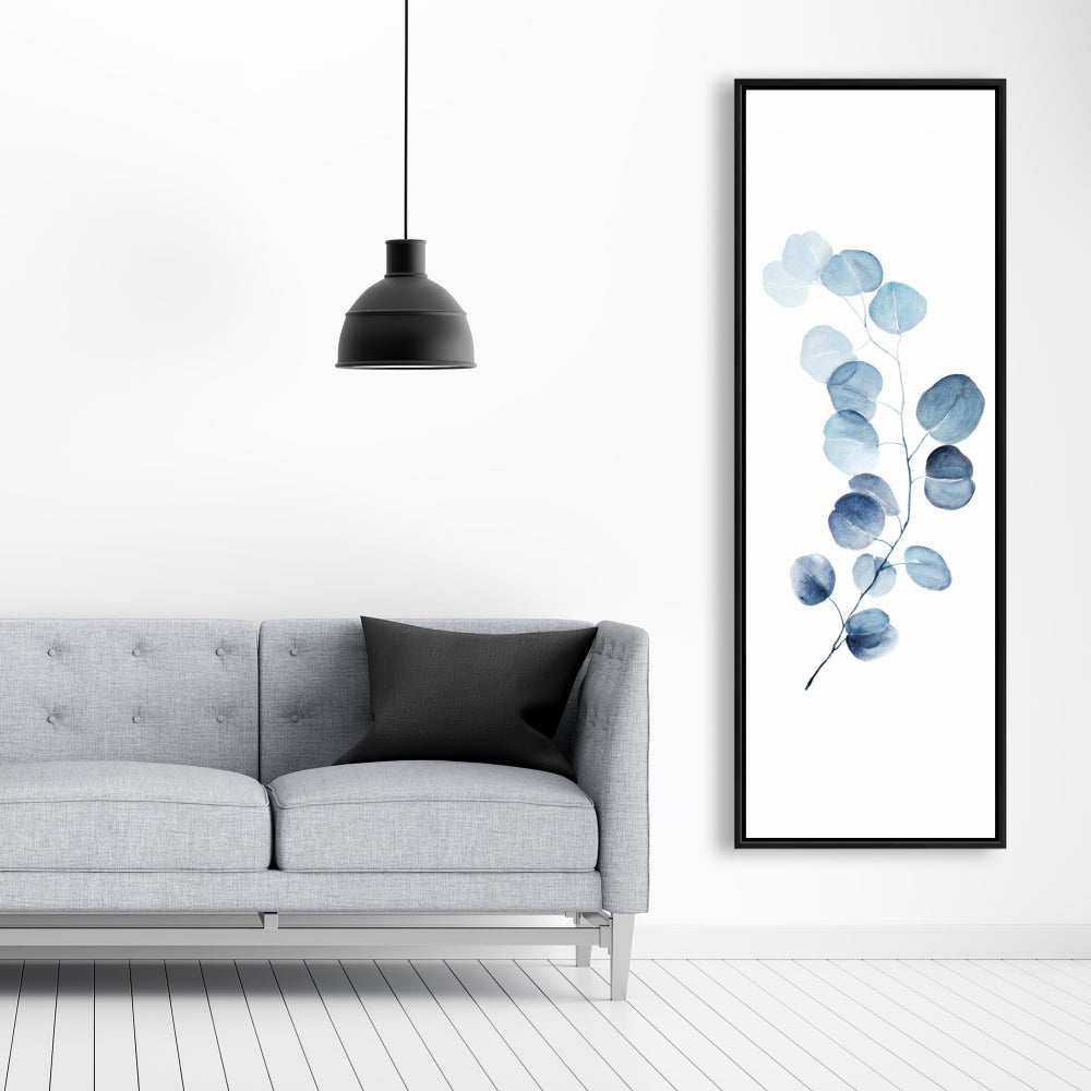 Minimalist Botanical Blue Canvas - Eucalyptus Branch Decor