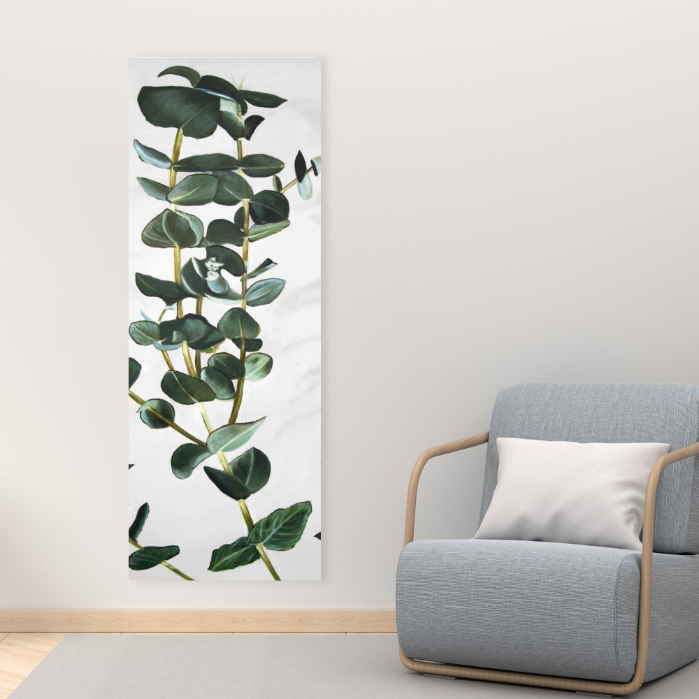 Eucalyptus Stems Green Minimalist Canvas - Bedroom Wall Decor