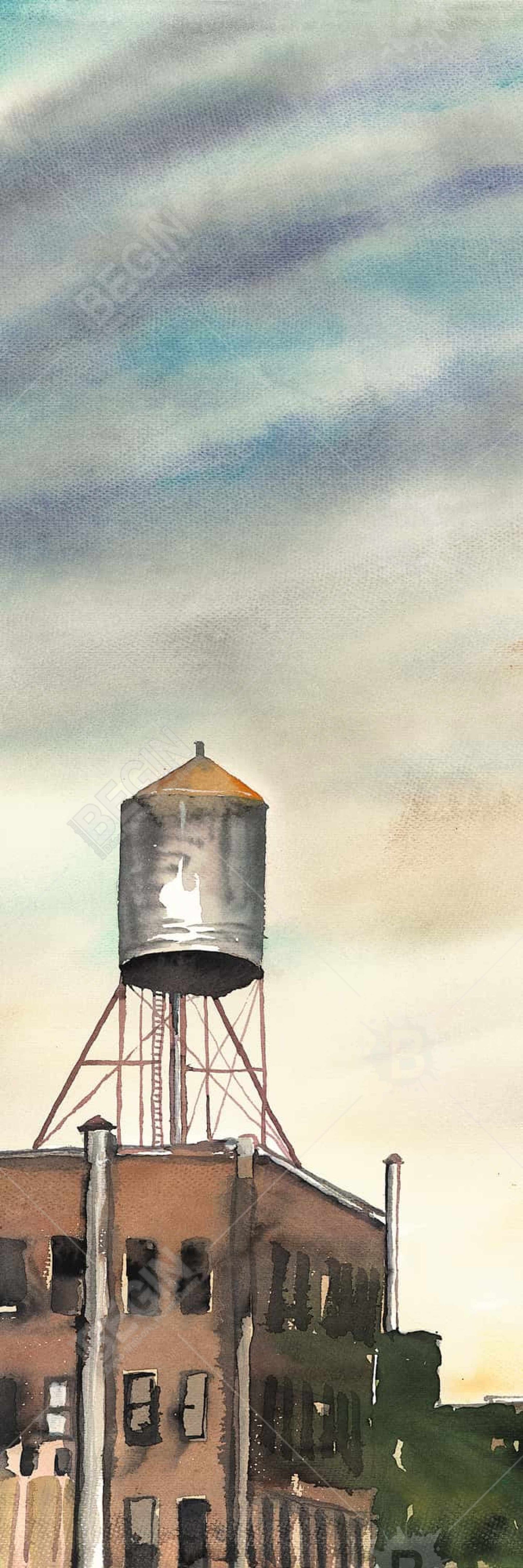 Blue Livingroom Industrial Canvas | Water Tower New York Decor