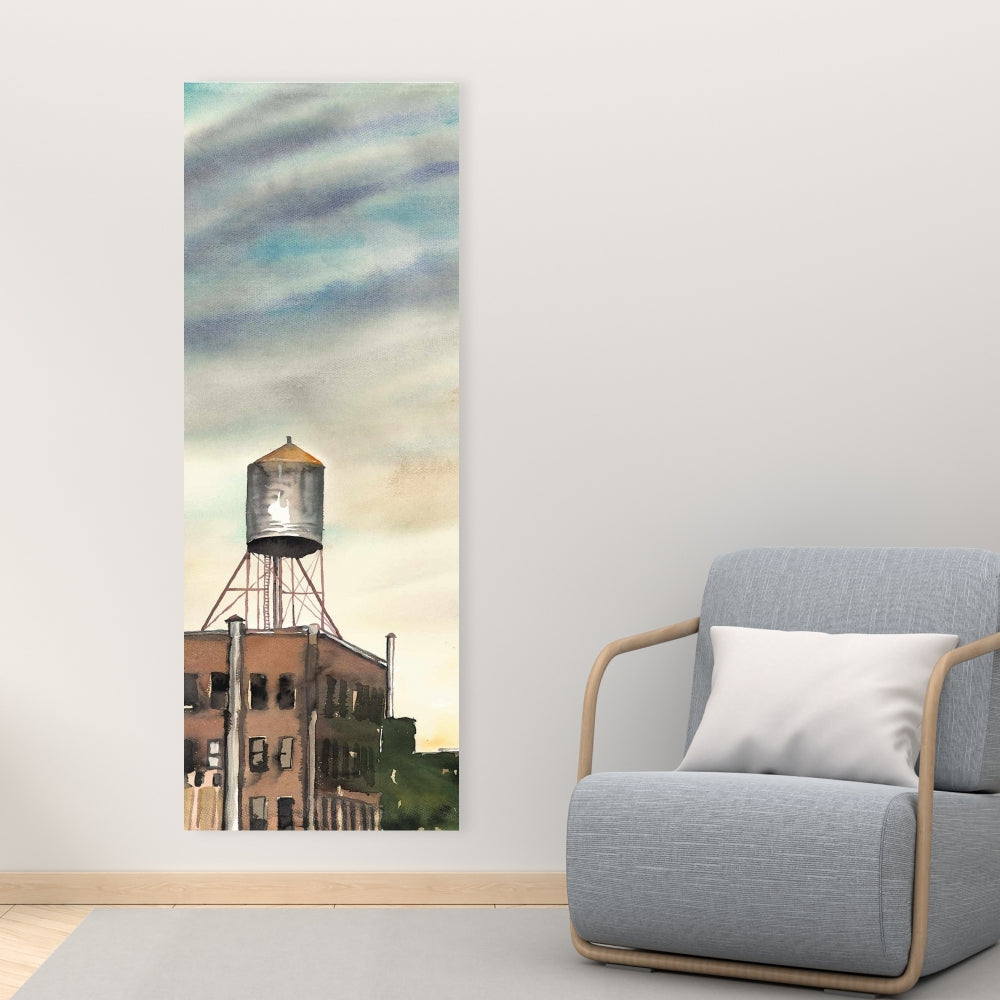 Blue Livingroom Industrial Canvas | Water Tower New York Decor