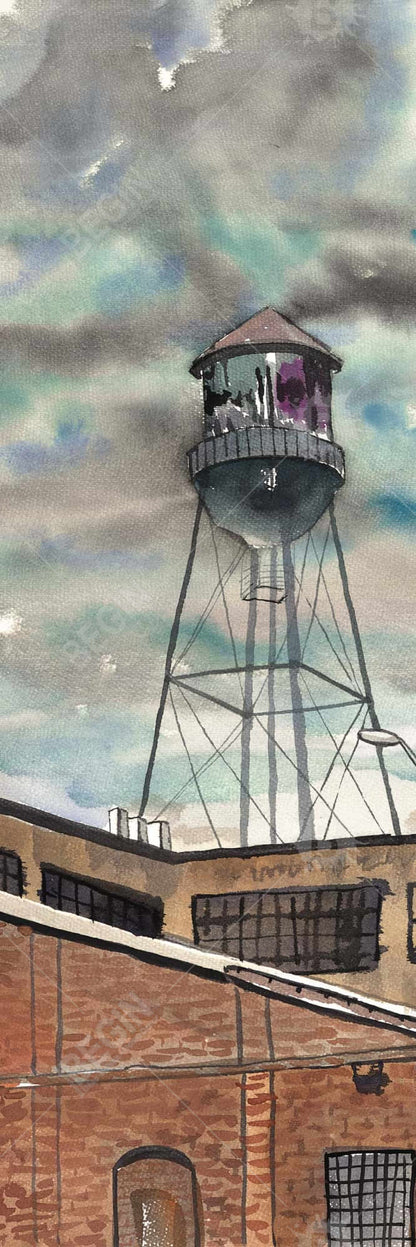 Water Tower in Williamsburg | Industrial Bedroom Wall Art Canvas