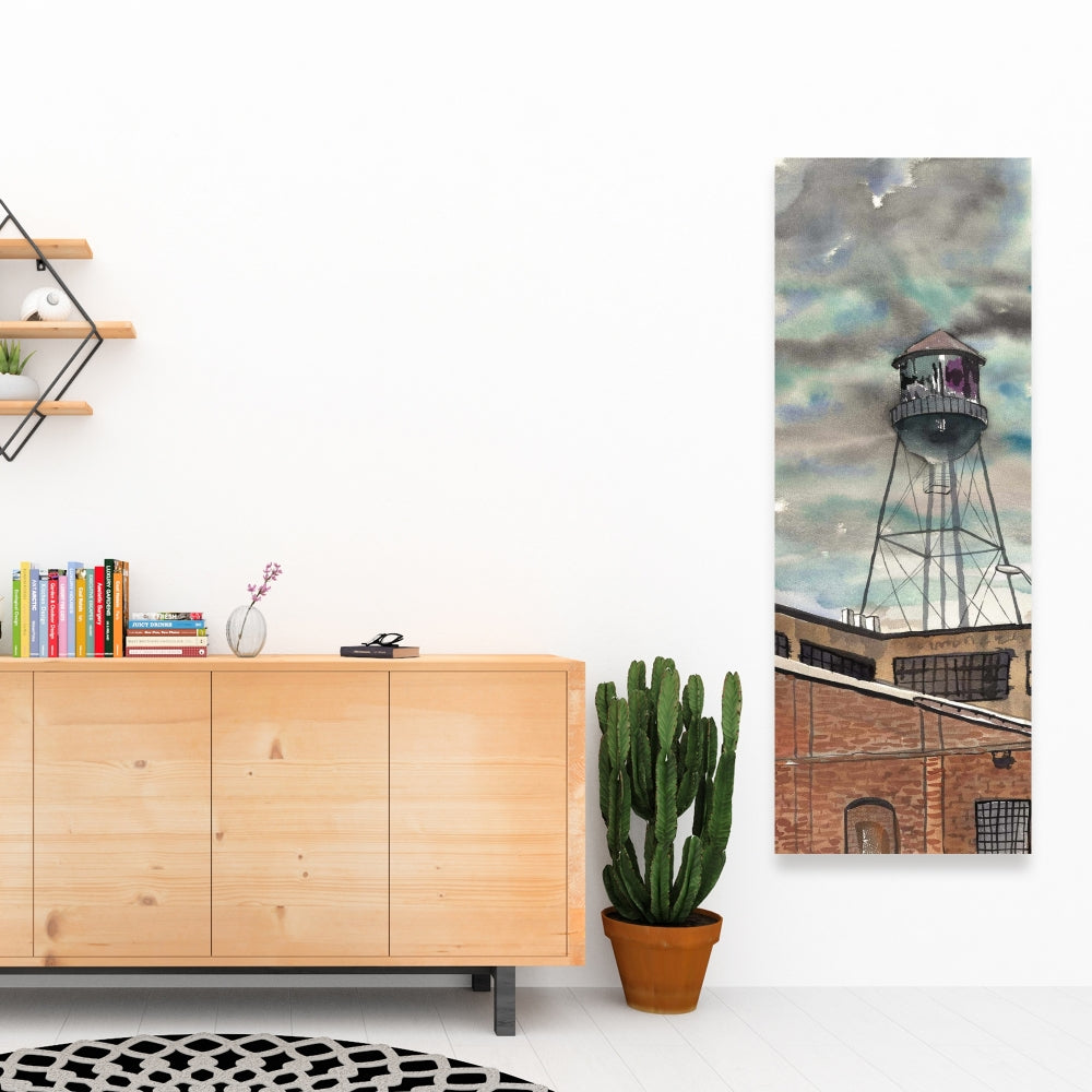 Water Tower in Williamsburg Canvas - Industrial Bedroom Decor