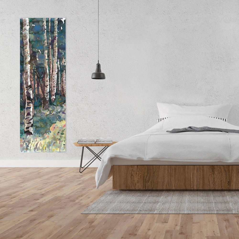 Birches Canvas Art | Illustrative Landscape Trees Home Decor