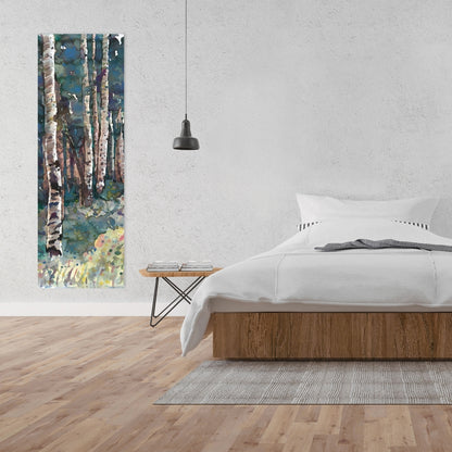 Birches Canvas Art | Illustrative Landscape Trees Home Decor