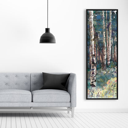 Birches Blue Trees Framed Canvas - Home Decor Wall Art