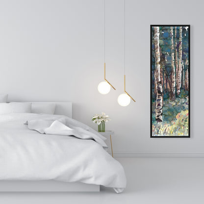 Birches Blue Trees Framed Canvas - Home Decor Wall Art