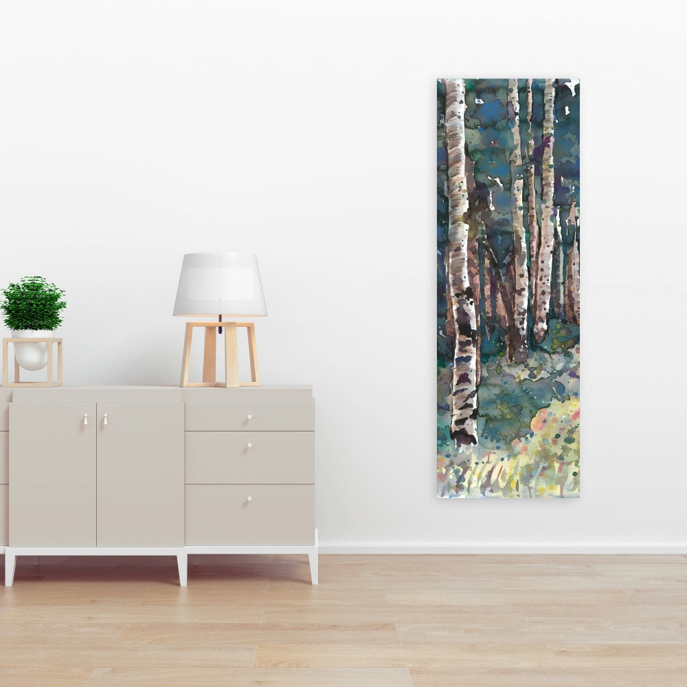 Birches Canvas Art | Illustrative Landscape Trees Home Decor