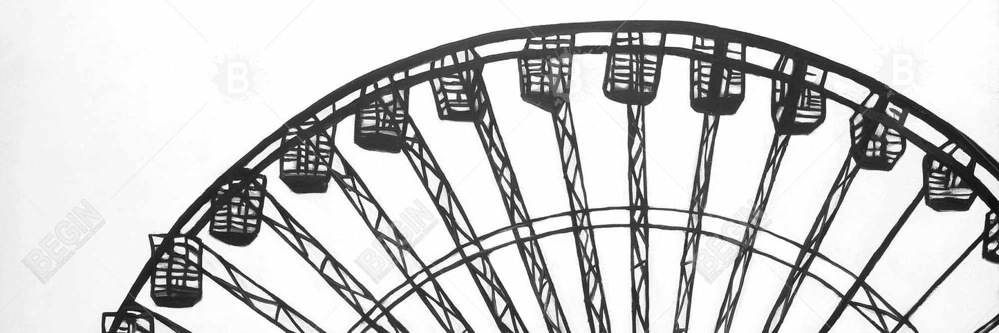 Monochrome Ferris Wheel White Framed Canvas | Home Decor