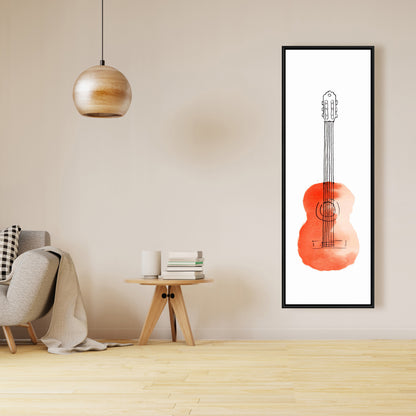 Retro Instrument Red Framed Canvas - Little Red Guitar Decor