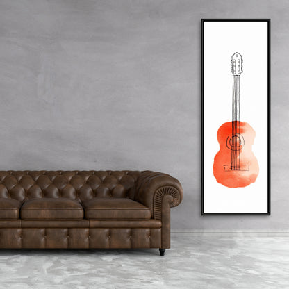 Retro Instrument Red Framed Canvas - Little Red Guitar Decor