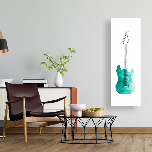 Retro Turquoise Electric Guitar Canvas - Home Decor Wall Art
