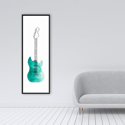Toile de guitare électrique turquoise – Décoration de salon rétro