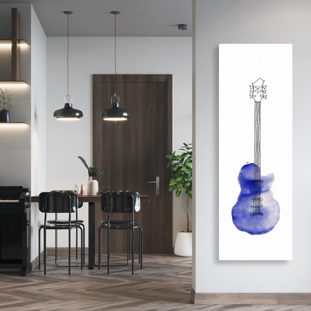 Musical Retro Blue Guitar Canvas | Home Decor Wall Art