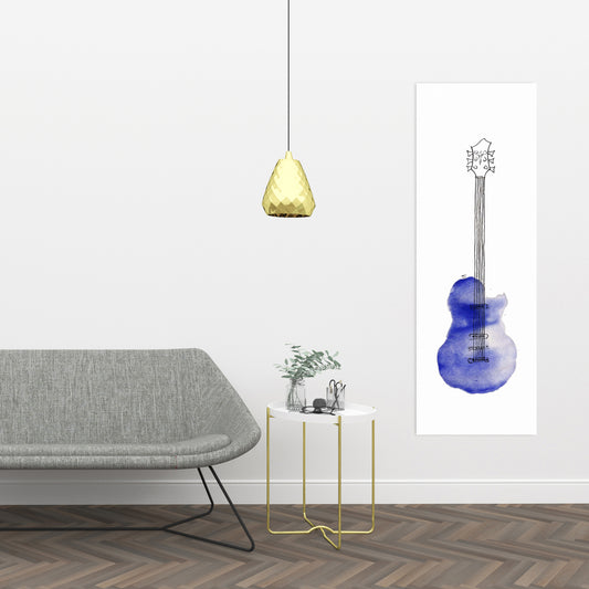 Musical Retro Blue Guitar Canvas | Home Decor Wall Art