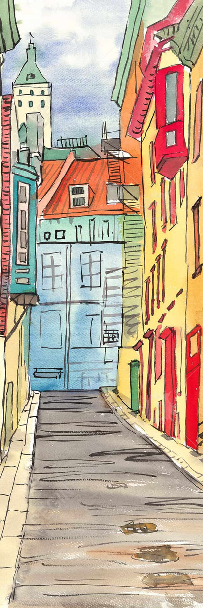 Lane in le petit champlain Canvas | Framed Livingroom Wall Art