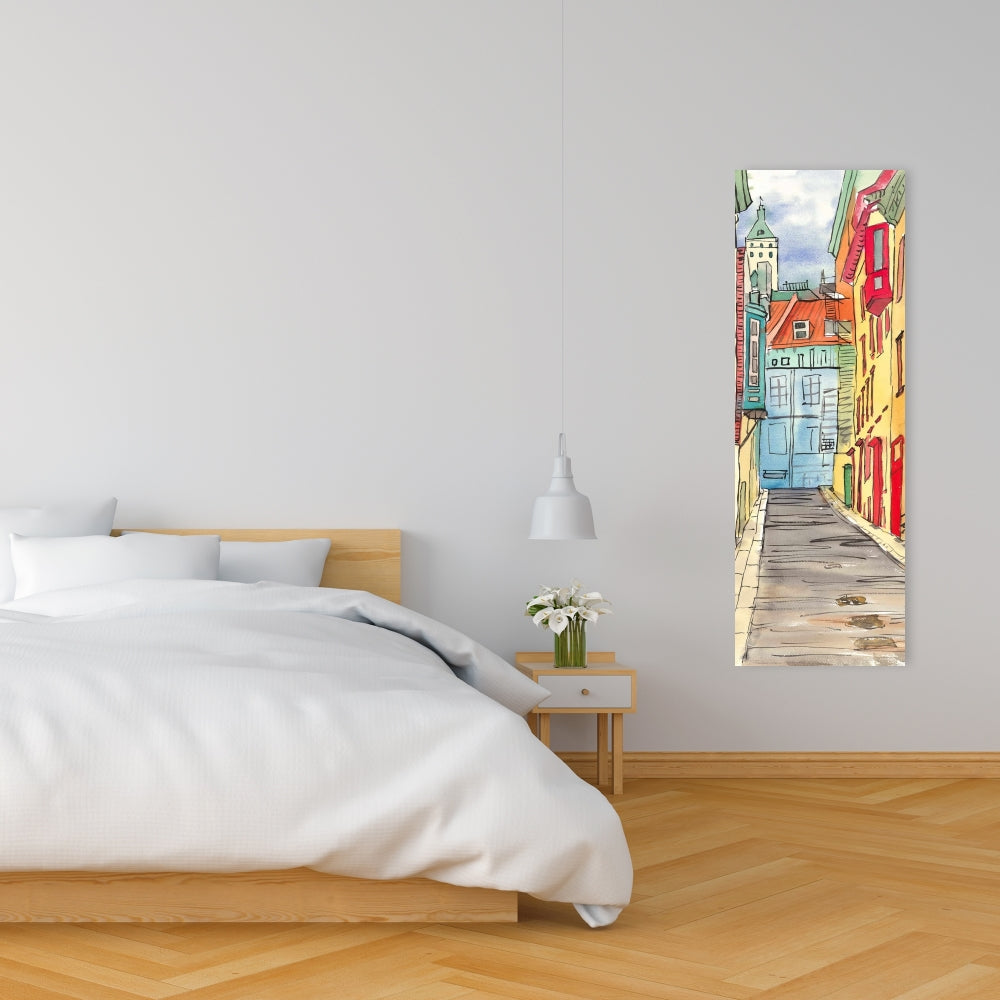 Lane in le Petit Champlain Canvas - Building Cities Livingroom Decor