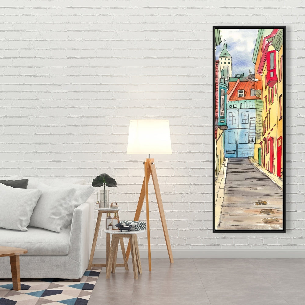Lane in le petit champlain Canvas | Framed Livingroom Wall Art