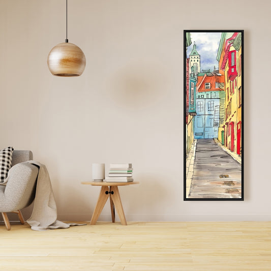 Lane in le petit champlain Canvas | Framed Livingroom Wall Art