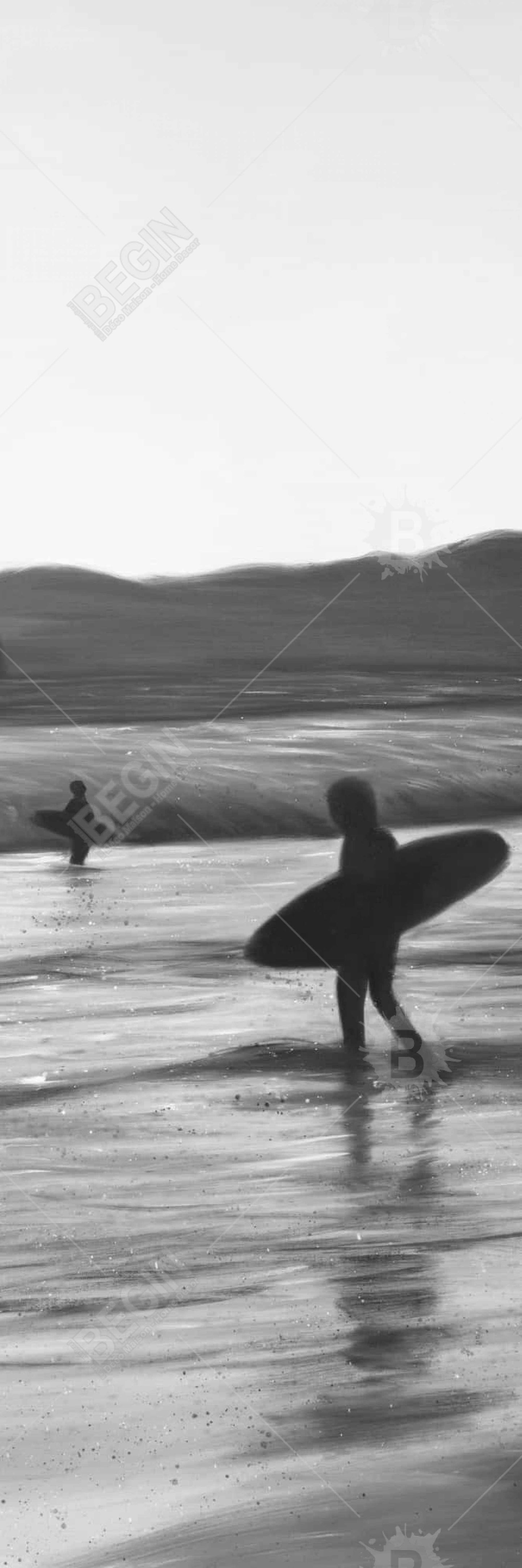 Toile de chambre à coucher « Surfeurs côtiers » | Décoration murale encadrée