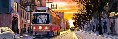 Blue Sunset Streetscape Canvas | Toronto Home Decor Art