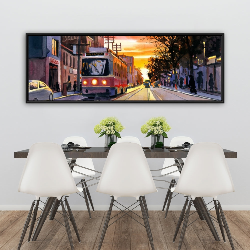 Toile « Sunset Streetscape Toronto » | Décoration d'intérieur Blue Street