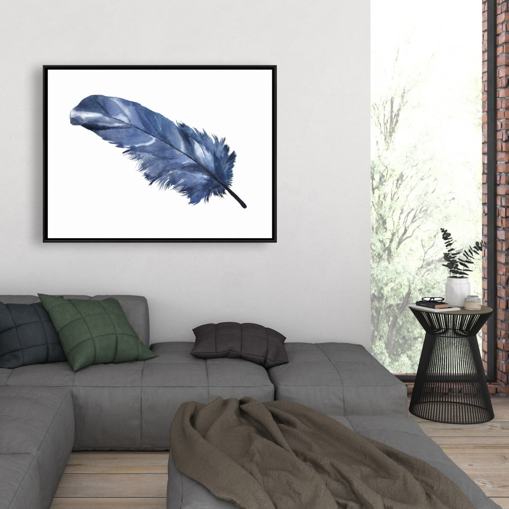 Blue Feather Bohemian Canvas | Feathers Animals Home Decor