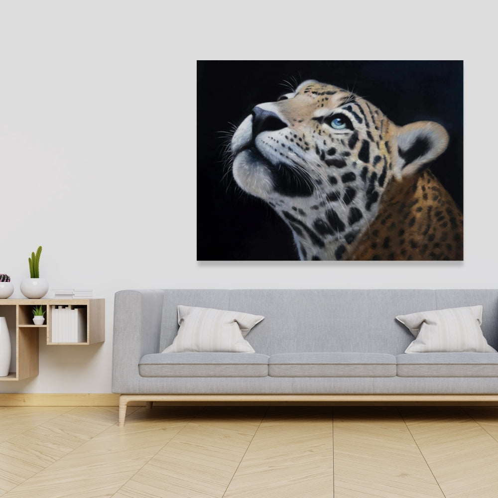 Realistic Leopard Face Canvas | White Bedroom Feline Decor