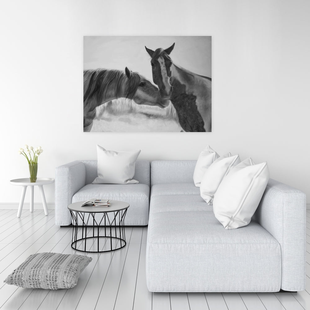 Horses Lover Monochrome Farm Animals Canvas - Home Decor