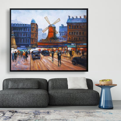 Toile encadrée « Scène de rue au Moulin Rouge » | Décoration d'intérieur