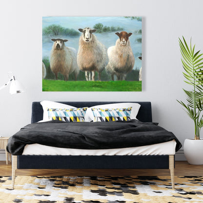 Flock of Sheep Canvas - Rustic Farm Animal Home Decor Art