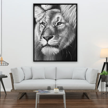 Lion and Lioness Framed Canvas | Bedroom Decor African Art