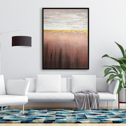 Toile encadrée « Formes de chambre à coucher » rose doré et blanc | Décoration d'intérieur