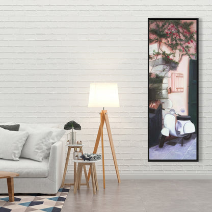 Kiosk in Italy Coral Framed Canvas - Bedroom Decor Art