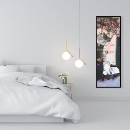 Kiosk in Italy Coral Framed Canvas - Bedroom Decor Art