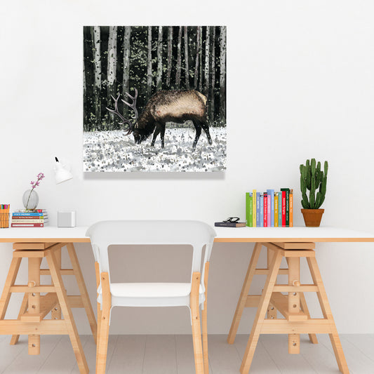 Caribou in the Forest Canvas - Deer Bedroom Wall Art Decor