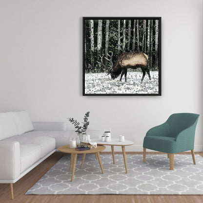 Toile encadrée « Caribou dans la forêt » | Décoration de chambre à coucher avec cerf