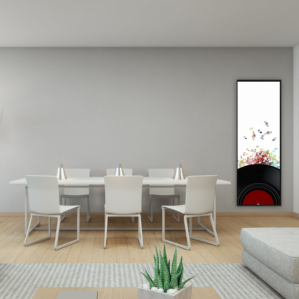 Black Bedroom Art - Notes Escaping from a Vinyl Record Canvas