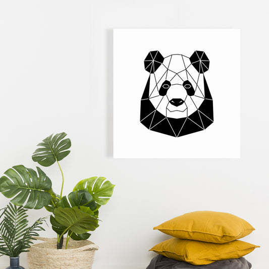 Geometric Panda Retro Animals White Canvas | Home Decor Art