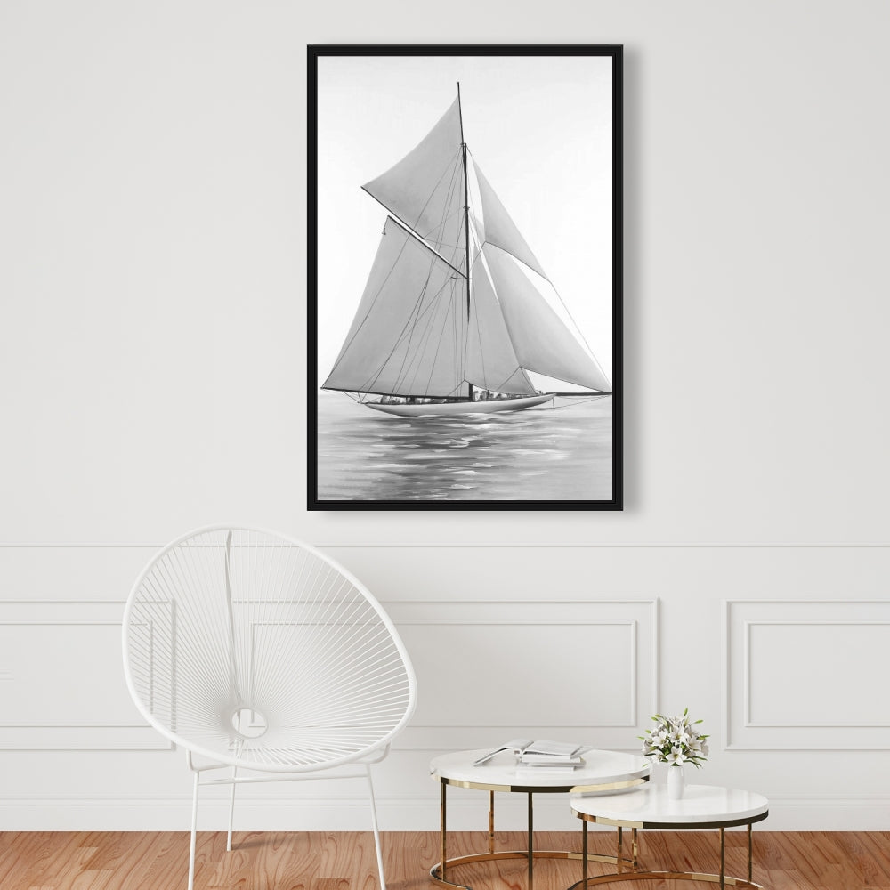 Décoration de chambre côtière | Toile encadrée représentant un voilier