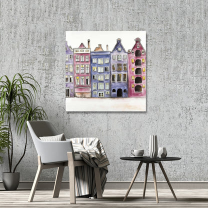 Purple Bedroom Canvas | Old Historic Houses Amsterdam Art