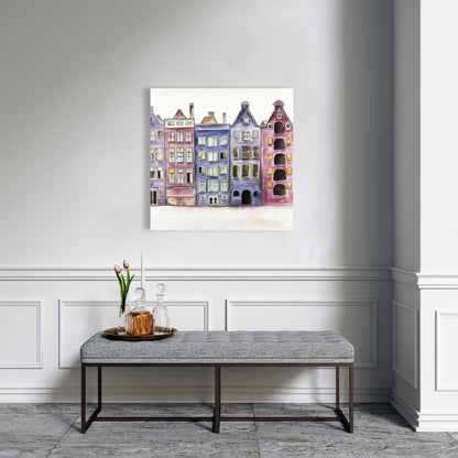 Purple Bedroom Canvas | Old Historic Houses Amsterdam Art