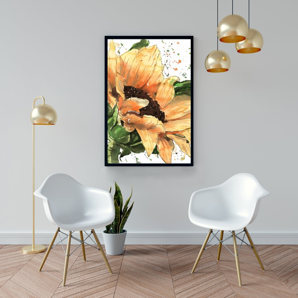 Rustic Brown Floral Sunflower in Bloom Canvas | Home Decor