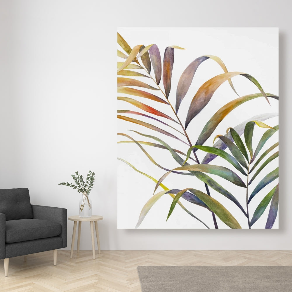 Watercolor Tropical Palm Leaves Canvas | Botanical Wall Art