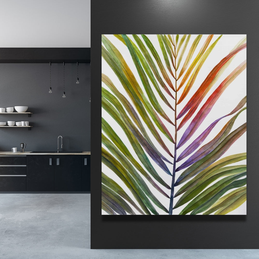Exotic Blue Botanical Canvas | Watercolor Tropical Palm Decor