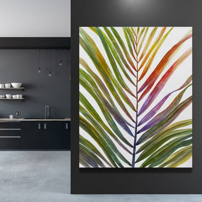 Exotic Blue Botanical Canvas | Watercolor Tropical Palm Decor