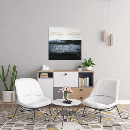 Toile marine désaturée au coucher du soleil | Décoration d'intérieur côtière