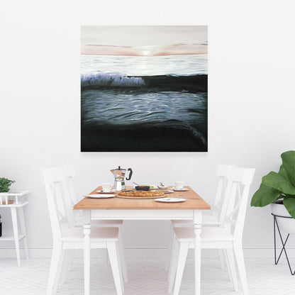 Toile marine désaturée au coucher du soleil | Décoration d'intérieur côtière