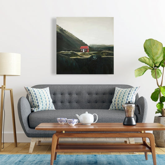 Isolated Shack Rustic Canvas - Brown Building Home Decor