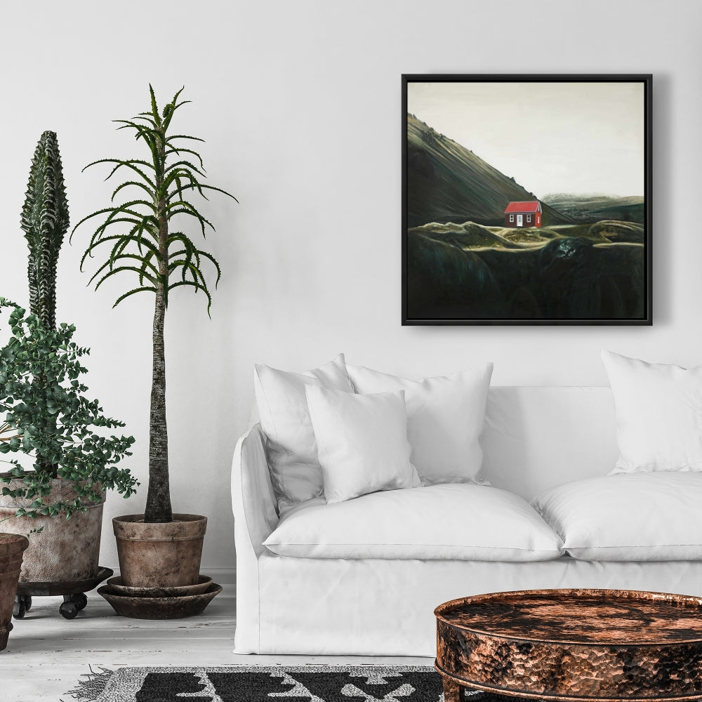 Toile de paysage rustique avec cabane isolée | Décoration murale