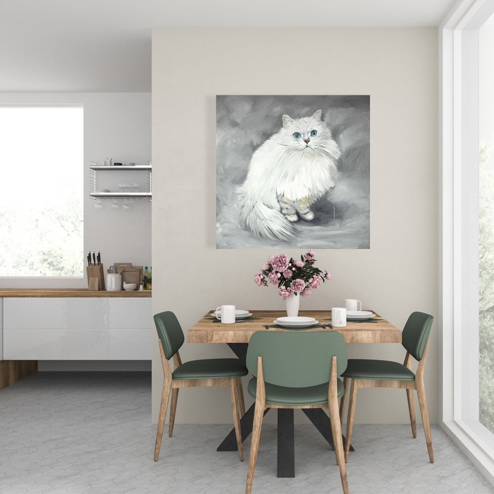 Chinchilla Persian Cat Canvas - White Bedroom Animal Decor